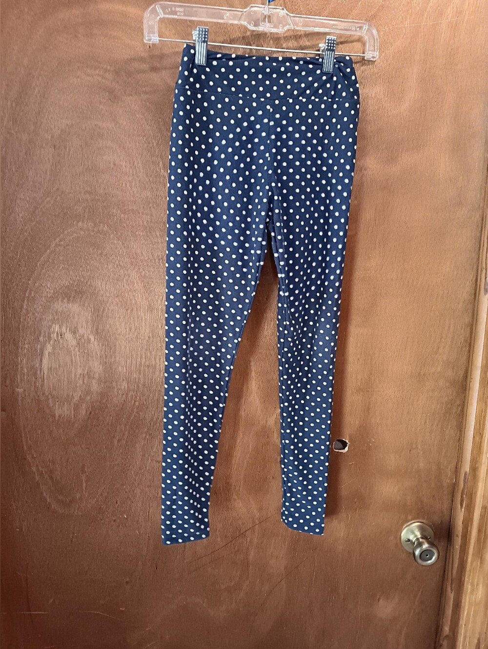 Lularoe Navy Leggings with White Polka Dots